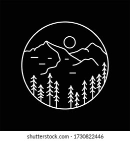 mountain line art vector design