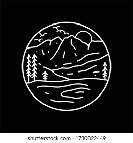 mountain line art vector design