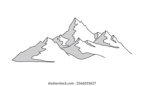 mountain line art vector design isolated white background