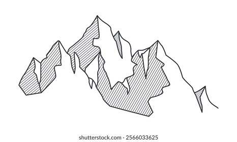 mountain line art vector drawing design