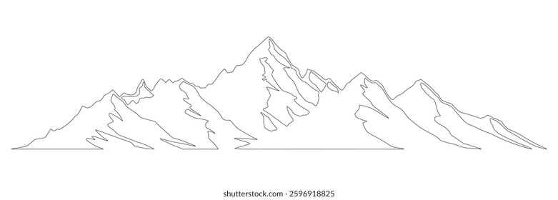 Mountain line art vector drawing, imitation of mountain ranges, abstract stylization, minimalism