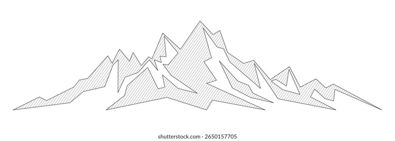 Mountain line art vector drawing, imitation of mountain ranges, abstract stylization, minimalism