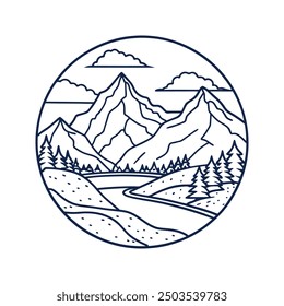 Mountain Line art vector Illustration