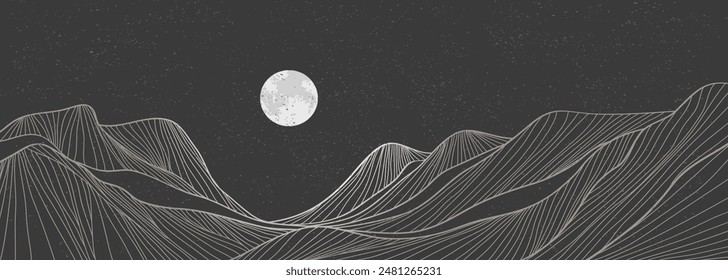 Mountain line arts illustration. Abstract mountain contemporary aesthetic backgrounds landscapes. use for print art, poster, cover, banner