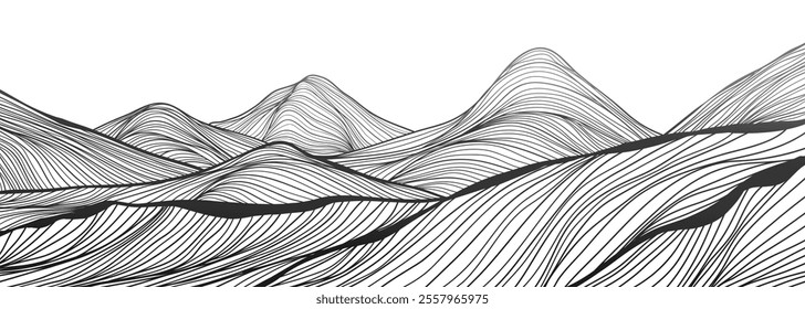 Mountain line arts illustration. Hand drawn style. Abstract mountain contemporary aesthetic backgrounds landscapes. use for print art, poster, cover, banner, template