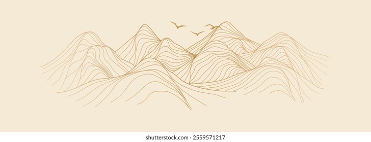 Mountain line arts illustration. Hand drawn style. Abstract mountain contemporary aesthetic backgrounds landscapes. use for print art, poster, cover, banner
