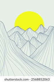 Mountain line arts illustration. Hand drawn style. Abstract mountain contemporary aesthetic backgrounds landscapes. use for print art, poster, cover, banner, template