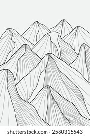 Mountain line arts illustration. Hand drawn style. Abstract mountain contemporary aesthetic backgrounds landscapes. use for print art, poster, cover, banner, template