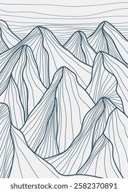 Mountain line arts illustration. Hand drawn style. Abstract mountain contemporary aesthetic backgrounds landscapes. use for print art, poster, cover, banner, template