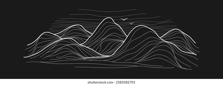 Mountain line arts illustration. Hand drawn style. Abstract mountain contemporary aesthetic backgrounds landscapes. use for print art, poster, cover, banner