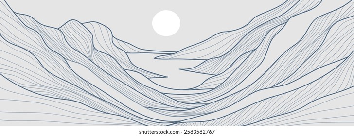 Mountain line arts illustration. Hand drawn style. Abstract mountain contemporary aesthetic backgrounds landscapes. use for print art, poster, cover, banner