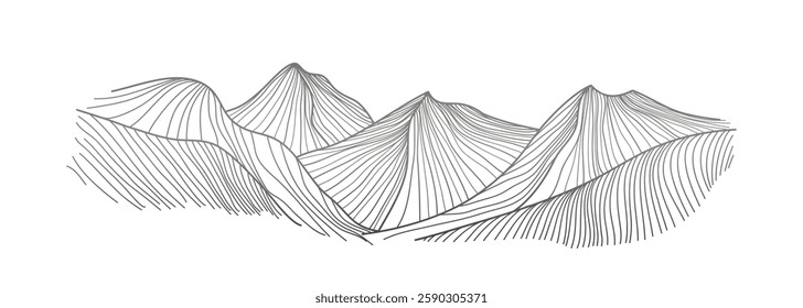 Mountain line arts illustration. Hand drawn style. Abstract mountain contemporary aesthetic backgrounds landscapes. use for print art, poster, cover, banner