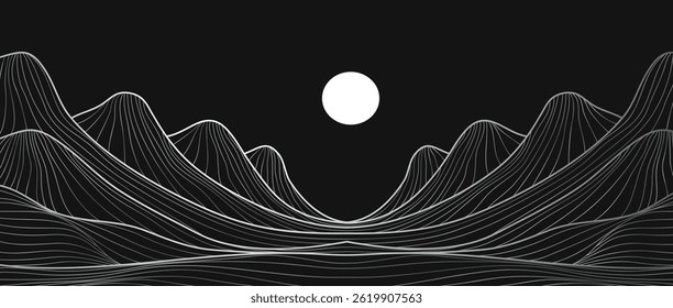 Mountain line arts illustration. Hand drawn style. Abstract mountain contemporary aesthetic backgrounds landscapes. use for print art, poster, cover, banner