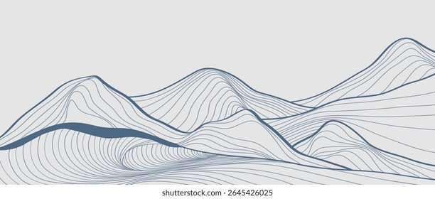 Mountain line arts illustration. Hand drawn style. Abstract mountain contemporary aesthetic backgrounds landscapes. use for print art, poster, cover, banner, template