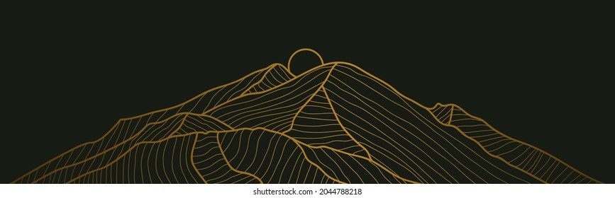 mountain line arts and landscape wallpaper. illustration and vector