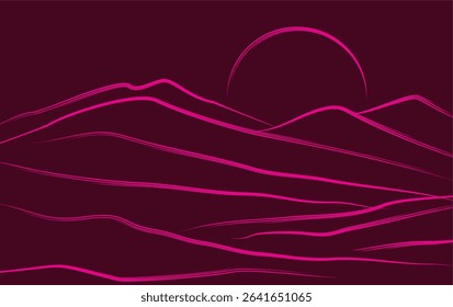 Mountain With Line Brush Background. Mountain art vector design