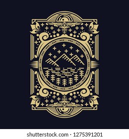mountain line decoration vector illustration