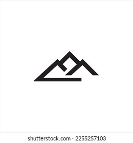 Mountain line elements logo template in a simple and modern style , can be used in various media easily.