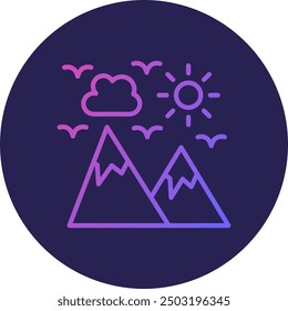 Mountain Line Gradient Icon Design