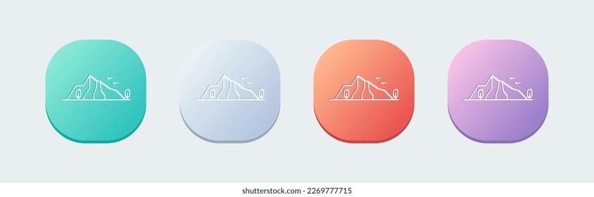 Mountain line icon in flat design style. Adventure signs vector illustration.
