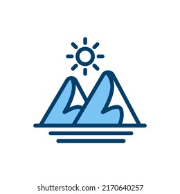 Mountain line icon. linear style sign for mobile concept and web design. Outline vector icon. Symbol, logo illustration. Vector graphic