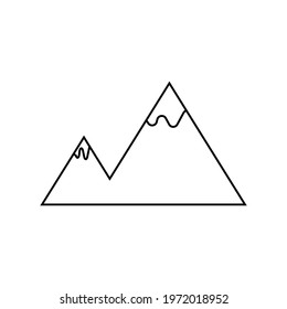 Mountain line icon. Simple style winter tourism poster background symbol. Bow tie text frame. Logo design element. T-shirt printing. Vector for sticker.