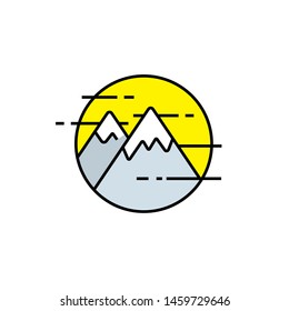 Mountain line icon. Snowcap mountains symbol. Outdoor nature sign. Vector illustration.