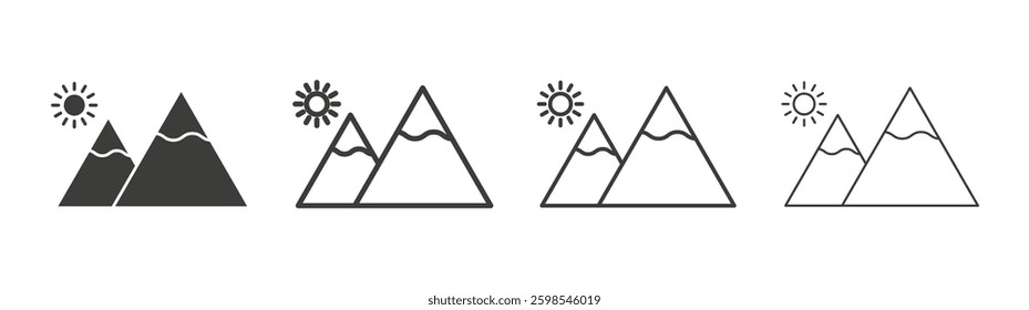 Mountain line icon vector illustration set.