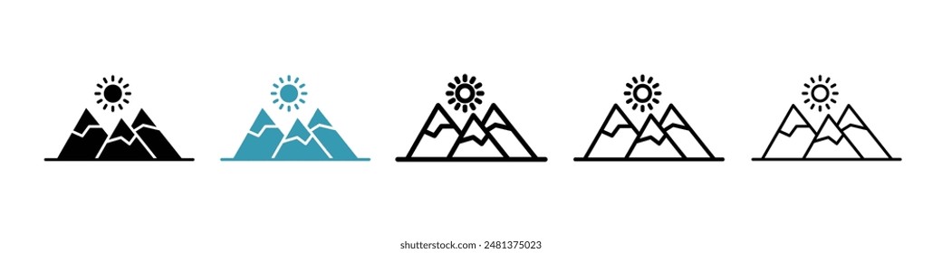 Mountain line icon vector set.