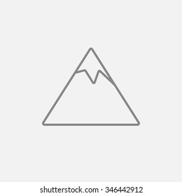 Mountain line icon for web, mobile and infographics. Vector dark grey icon isolated on light grey background.