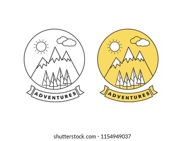 Mountain line landscape poster. Mountain line logo poster 