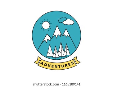 Mountain line landscape poster. Mountain line logo poster 