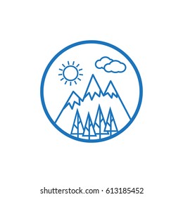 Mountain line landscape poster. Mountain line logo poster 