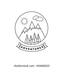Mountain line landscape vector poster