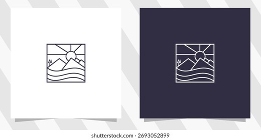 vetor de design de logotipo de linha de montanha