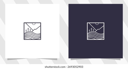 Vector de diseño de logotipo de la línea de montaña