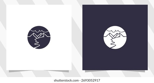 Vector de diseño de logotipo de la línea de montaña