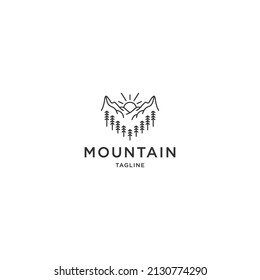 Mountain line logo icon design template flat vector