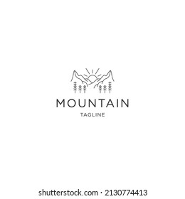 Mountain line logo icon design template flat vector