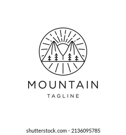 Mountain line logo icon, flat design template vector