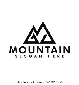 mountain and line logo icon and vector