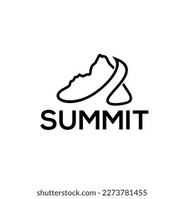 mountain line logo vector design surrounded by hiking trails for climbing enthusiasts use