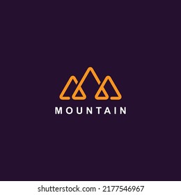 Diseño del logotipo de la letra M de la línea de montaña