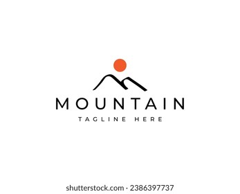 mountain with line minimalist logo design