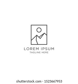 Mountain With Line Style Logo Icon Design Template. Minimalist, Modern, Simple Vector Illustration