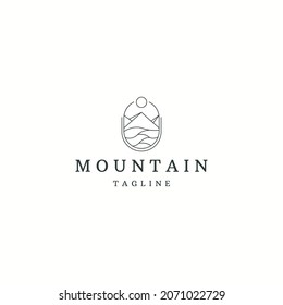 Gebirge mit Logo-Symboldesign-Vorlage für Linie, Vektorgrafik