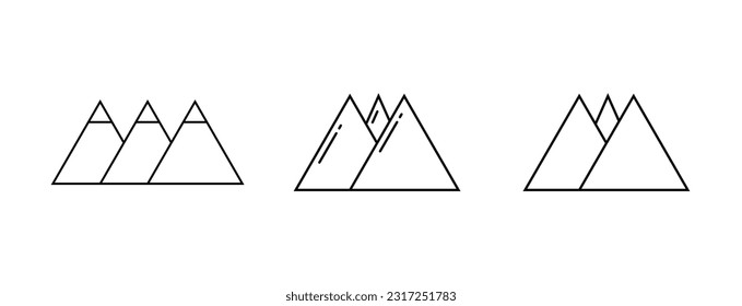 Mountain Lineal Icon Symbol Vector. Black Outline Mountain Icon