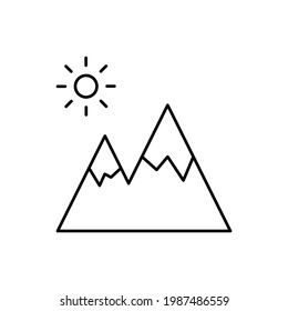 Mountain linear icon on white background. Vector illustration
