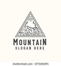 Mountain Lineart Badge Logo Template