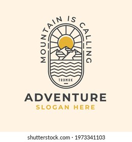 Mountain Lineart Badge Logo Template